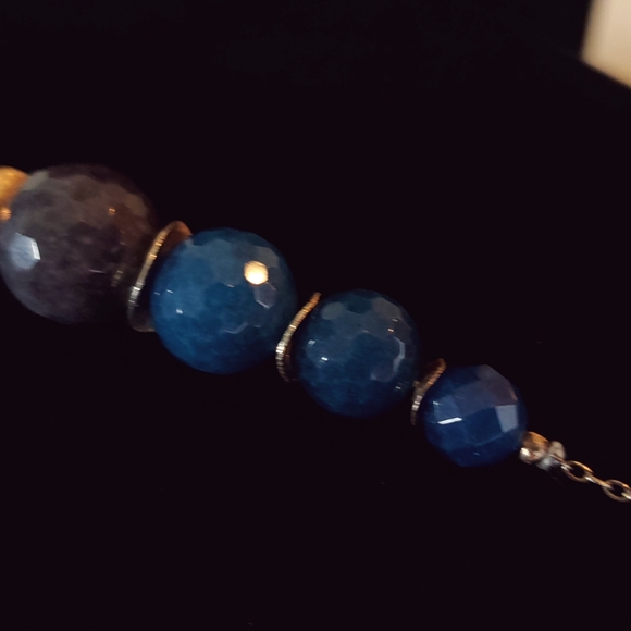 925 Chan Luu Agate Blue Stone and Sterling Disc Necklace Modern Designer - Picture 7 of 12